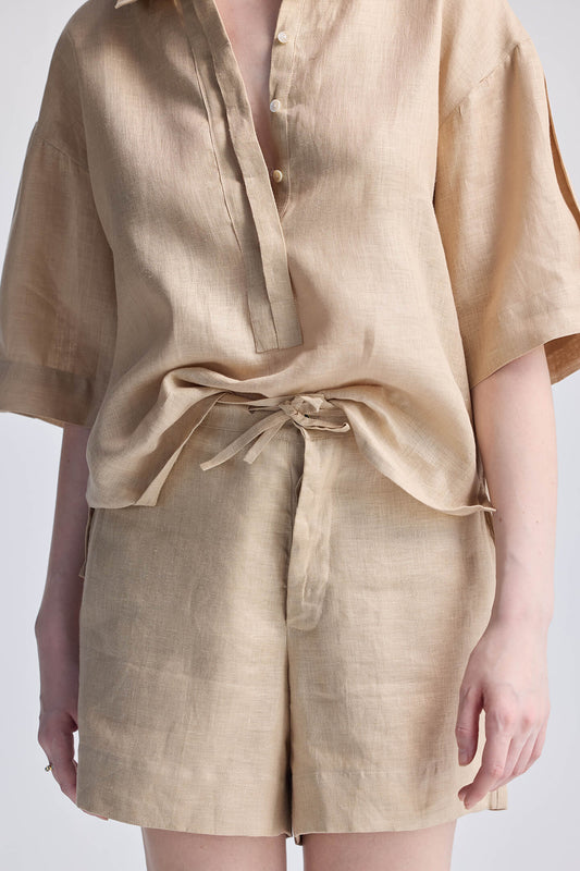 Drawstring Shorts in Neutral Beige